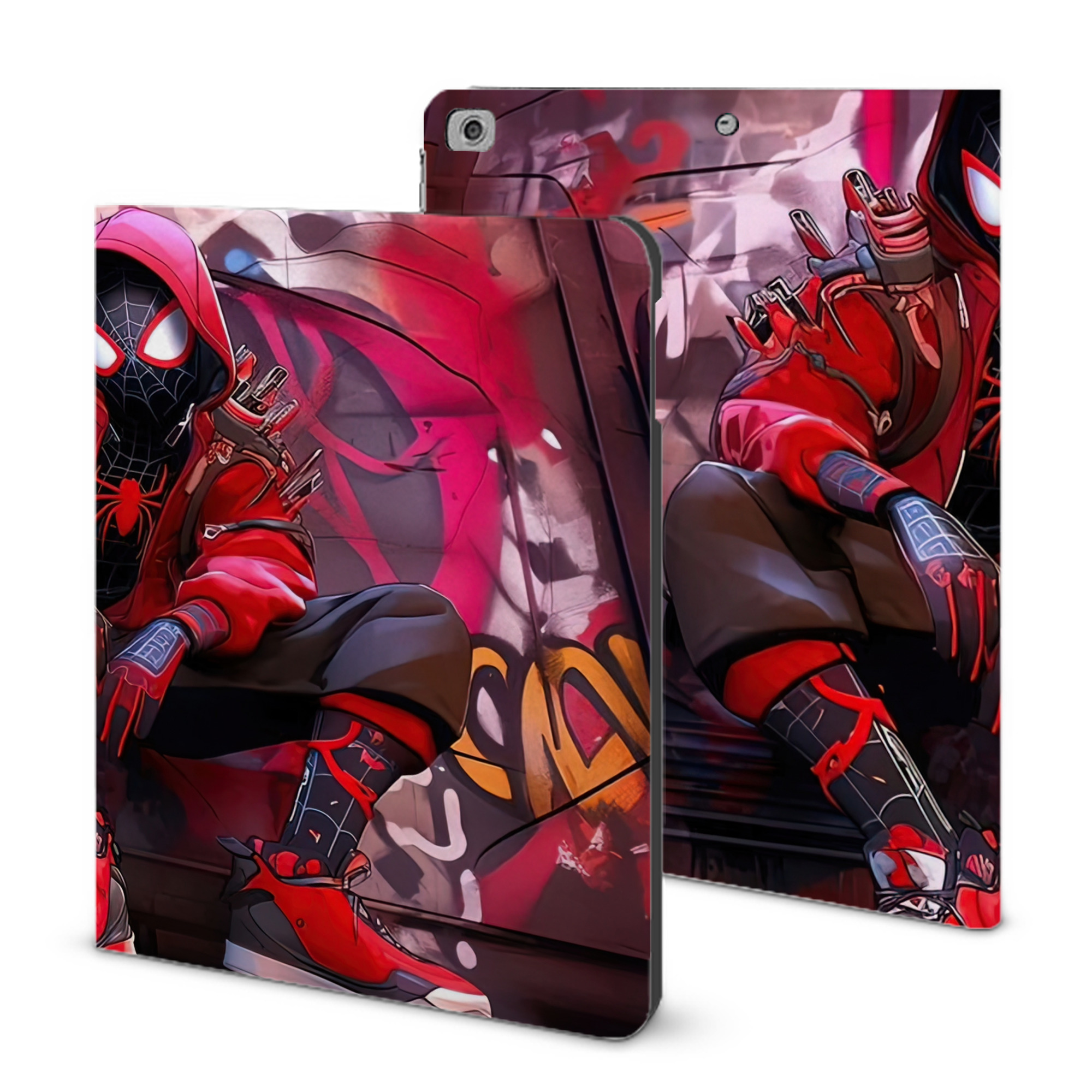 （画像用） Spider Man スパイダーマン IPad ケース ブック型 PUレザー TPU 耐衝撃 軽量 薄型 ペン収納なし 全面保護 IPad 各モデル対応